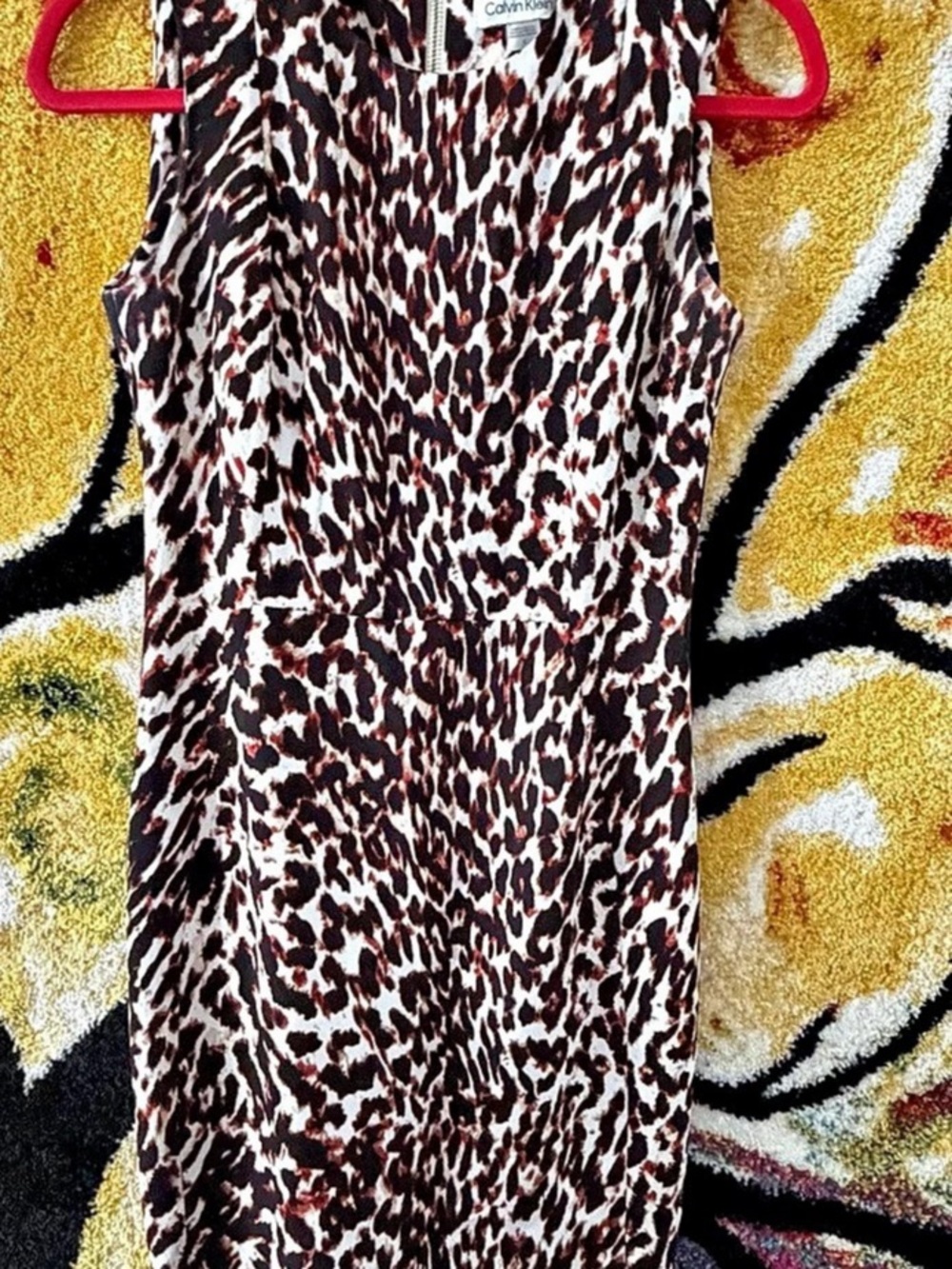 Calvin Klein Animal Print Sleeveless Midi Dress Size 4 Like New